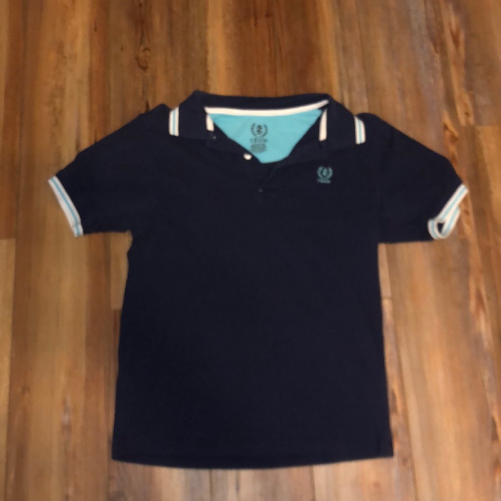 Dark blue and white Collared T Shirt